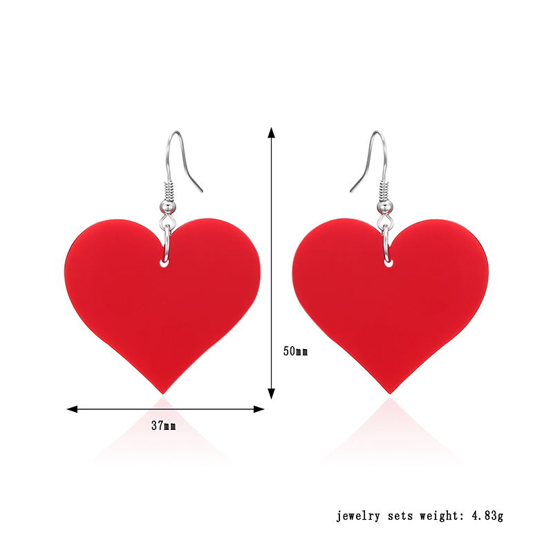 black white red heart acrylic pendant earrings gift for her