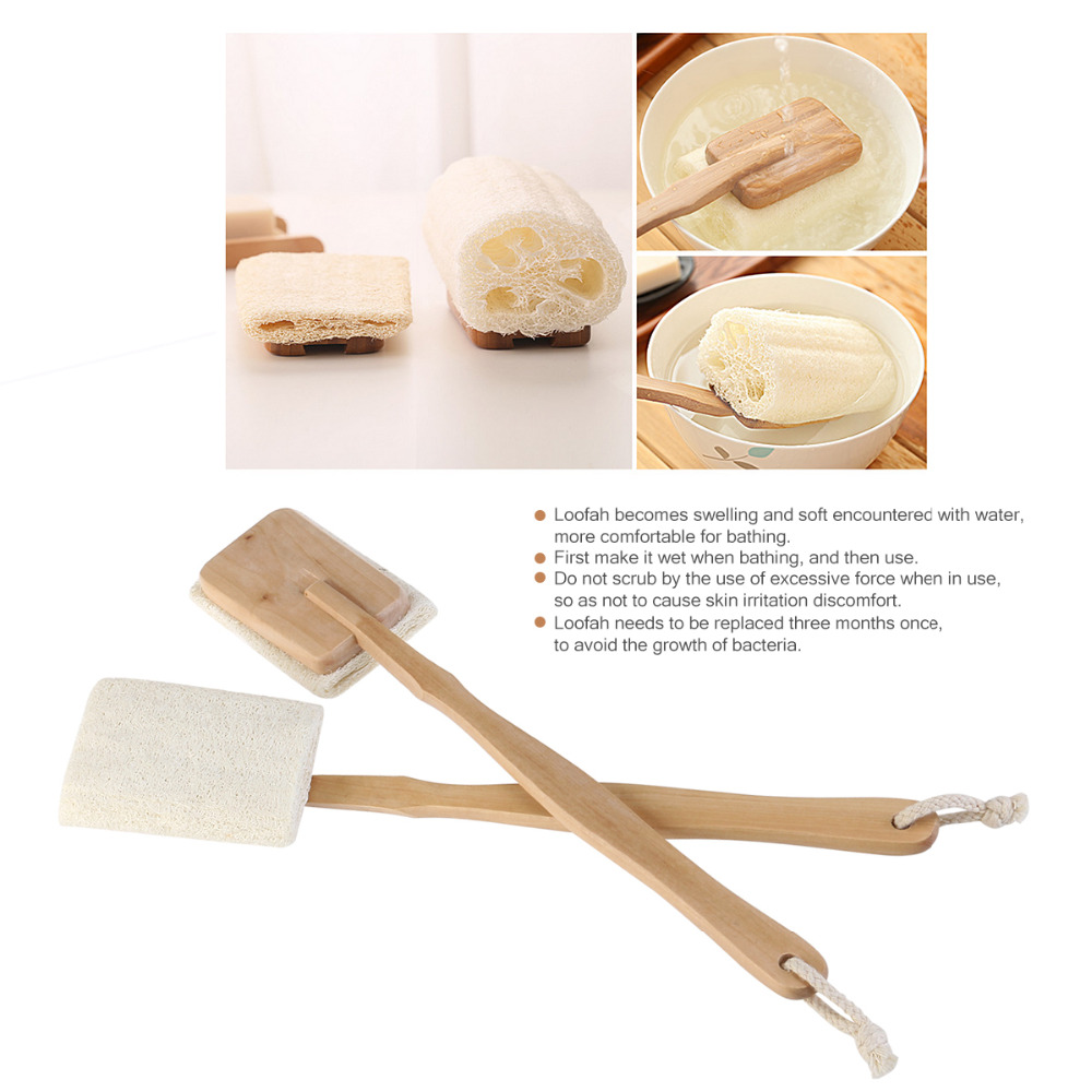 natural loofah bath body shower spa back brush with long handle