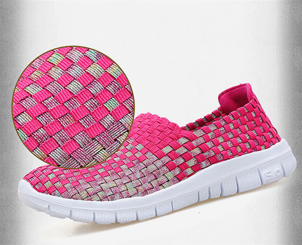 women hand-made knitting outdoor casual flat shoes