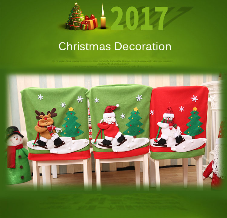 new year christmas chair back cover santa claus snowman elk hat