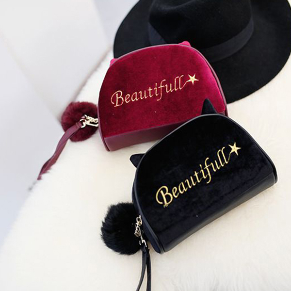 velvet large capacity cute travel cosmetic bags