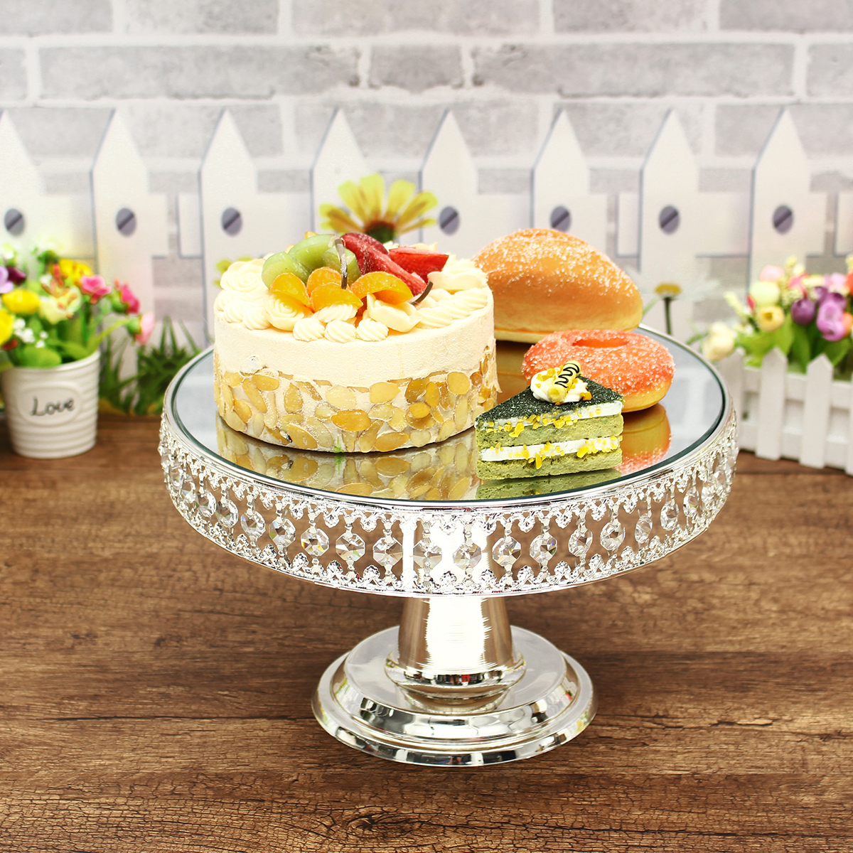 Presentoirs A Gateaux Miroir D Or Gateau Dessert Stand Support