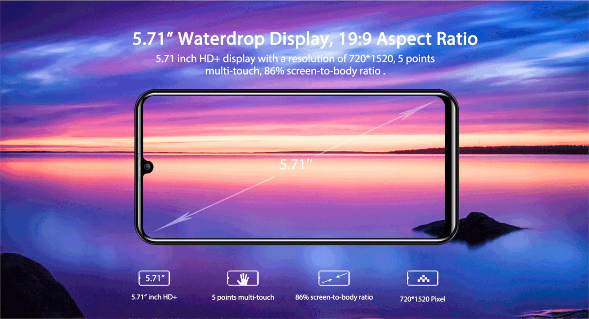 OUKITEL C16 Pro,Face ID,Waterdrop Screen,Android 9.0,4G Smartphone