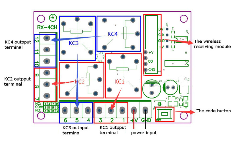 Interruttore di Telecomando Wireless di Relè 12V 315Mhz 4CH Canali con 2 Trasmettitore Interruttore di Telecomando Wireless di Relè 12V 315Mhz 4CH Canali con 2 Trasmettitore