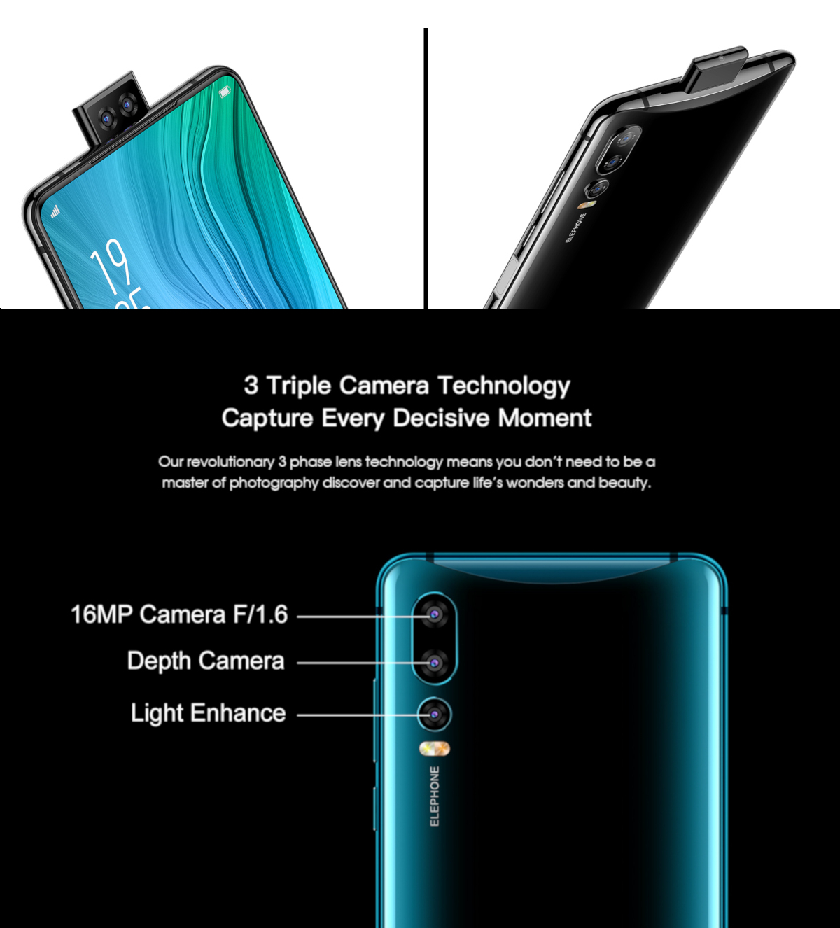 Elephone U2,full screen,Helio P70,octa core,pop up camera