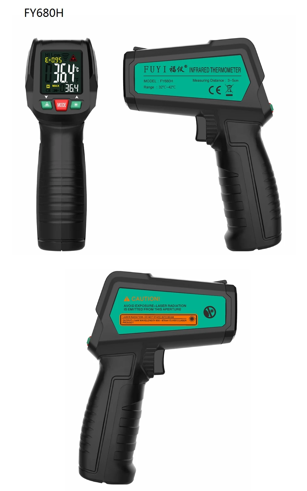 FUYI Бесконтактный инфракрасный цифровой Термометр Промышленный и бытовой Термометр для измерения температуры тела