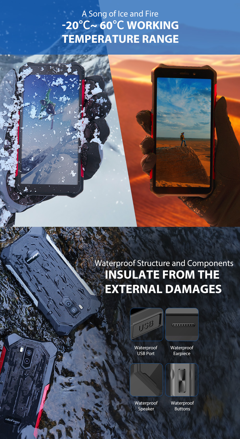 Ulefone ARMOR 3X,IP68 IP69K Waterproof,MT6580 Quad core,2GB RAM 32GB ROM,5000mAh Battery