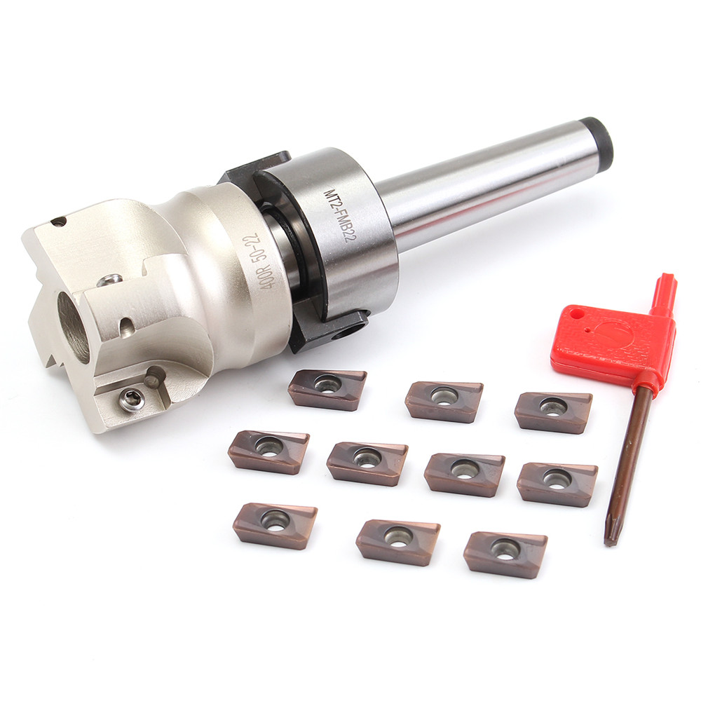 MT2 M10 50mm Face End Mill Cutter with 10pcs APMT1604 Carbide Inserts