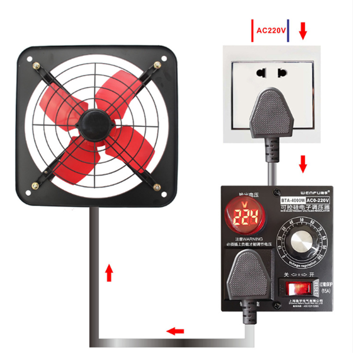 AC 220 V 4000 W Variabele Spanningsregelaar Step Down Voltage Converte ...