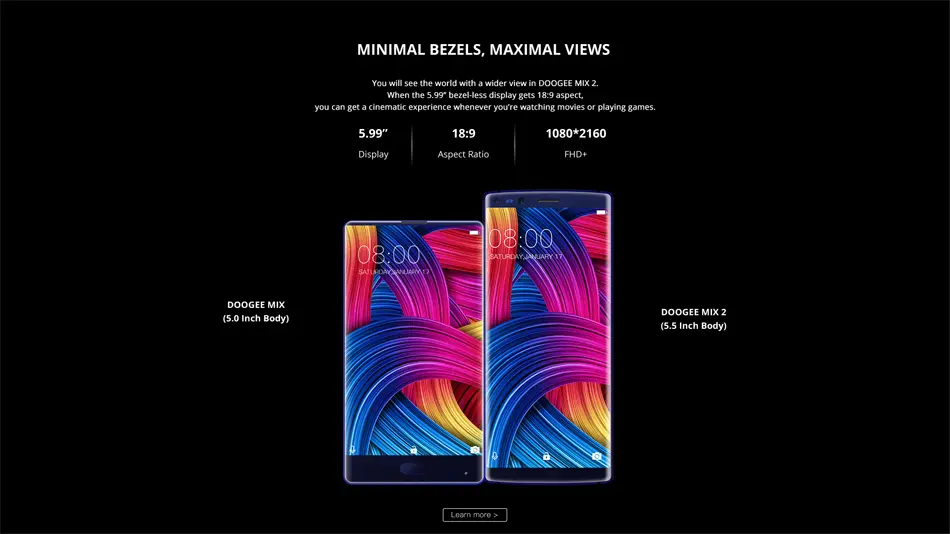 DOOGEE MIX 2 5.99 Inch Facial Recognition 6GB RAM 64GB ROM Helio P25 Octa-Core 4G Smartphone
