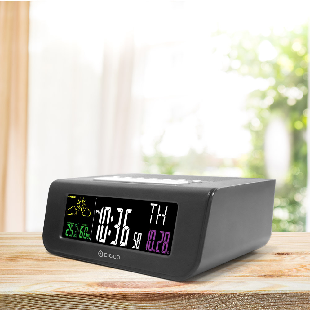 Digoo DG-FR100 SmartSet Réveil Numérique sans Fil Prévisions Météo Sommeil avec Radio FM Horloge