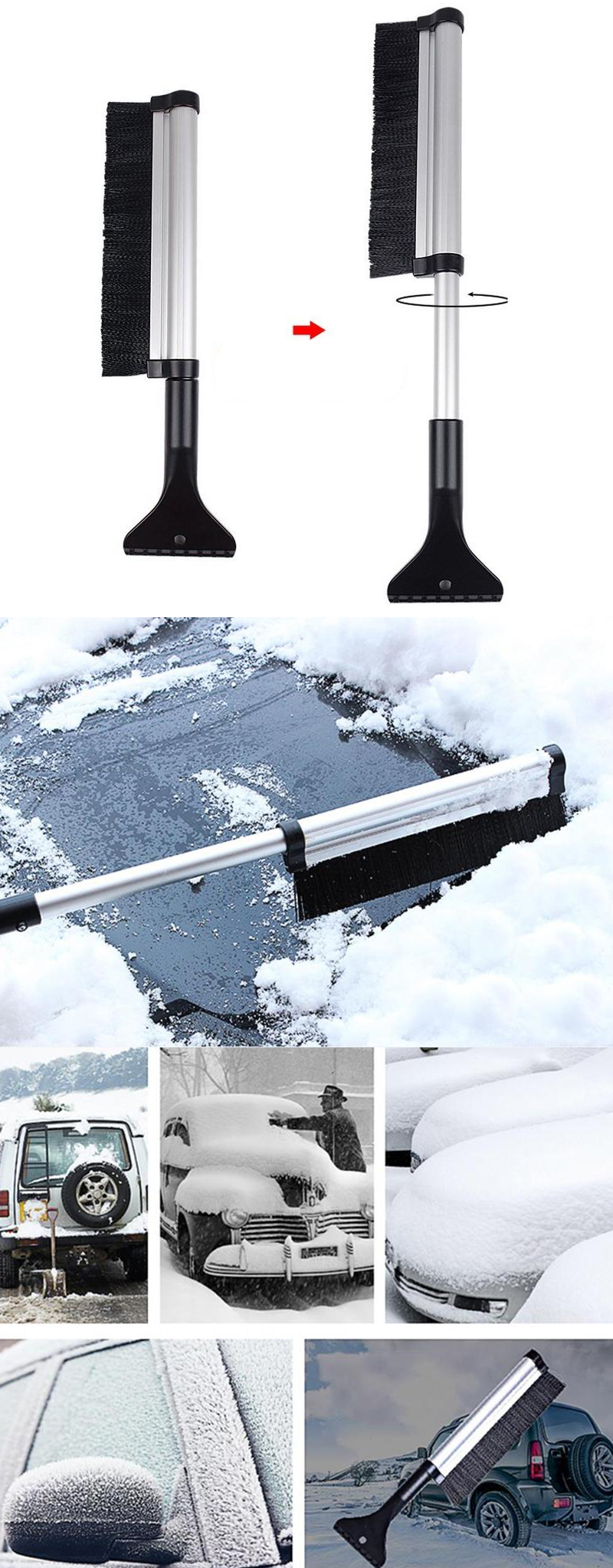 2 In 1 Aluminyum Alasim Teleskopik Katlanir Kar Temizleme Kurek Firca Buz Kaziyici Araba Arac Parcalar Kit Vordeo Yazilim Hizmetleri Biz Bu Isi Biliyoruz