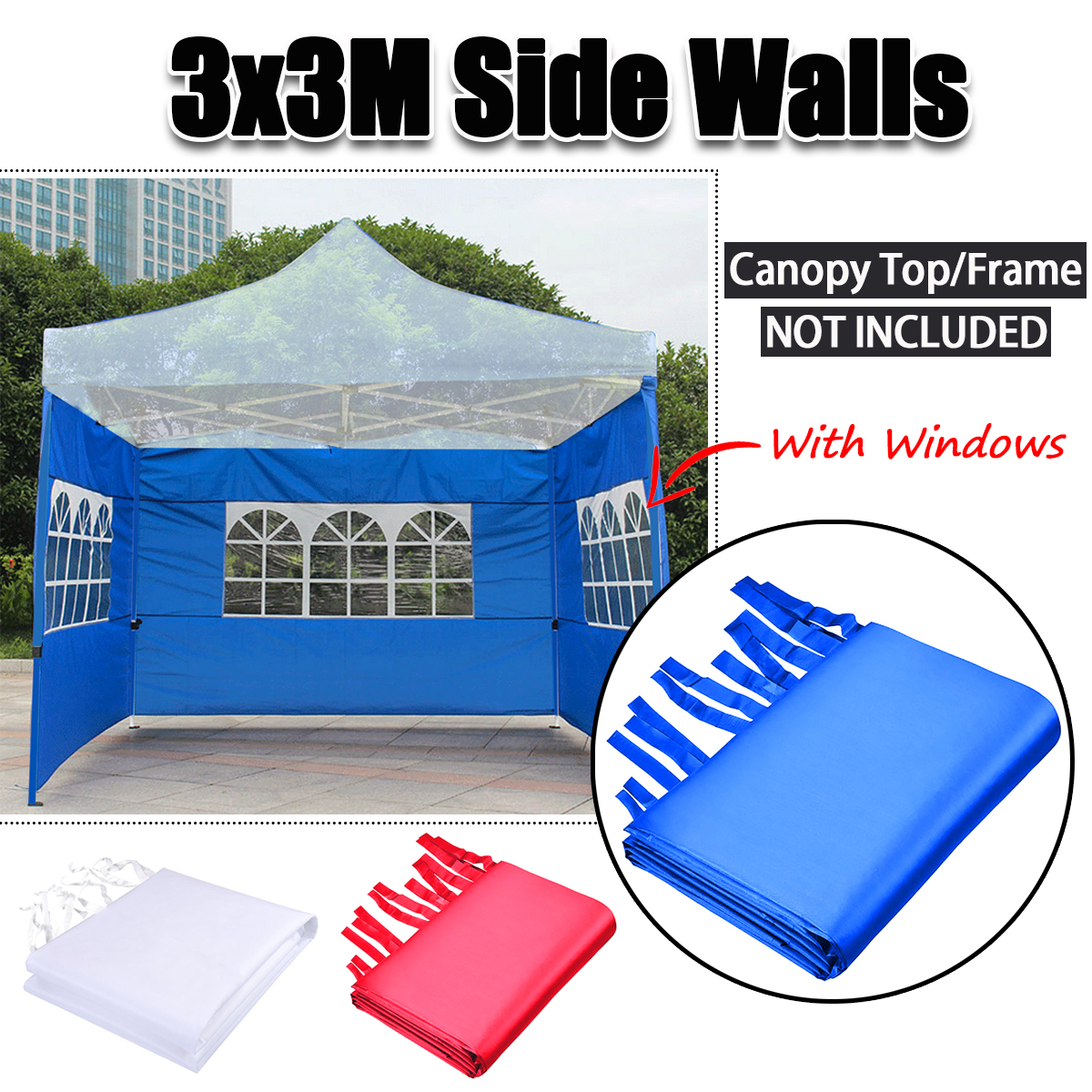 3x3m Outdoor Party Tent 3 Sides Wall Waterproof Garden Patio