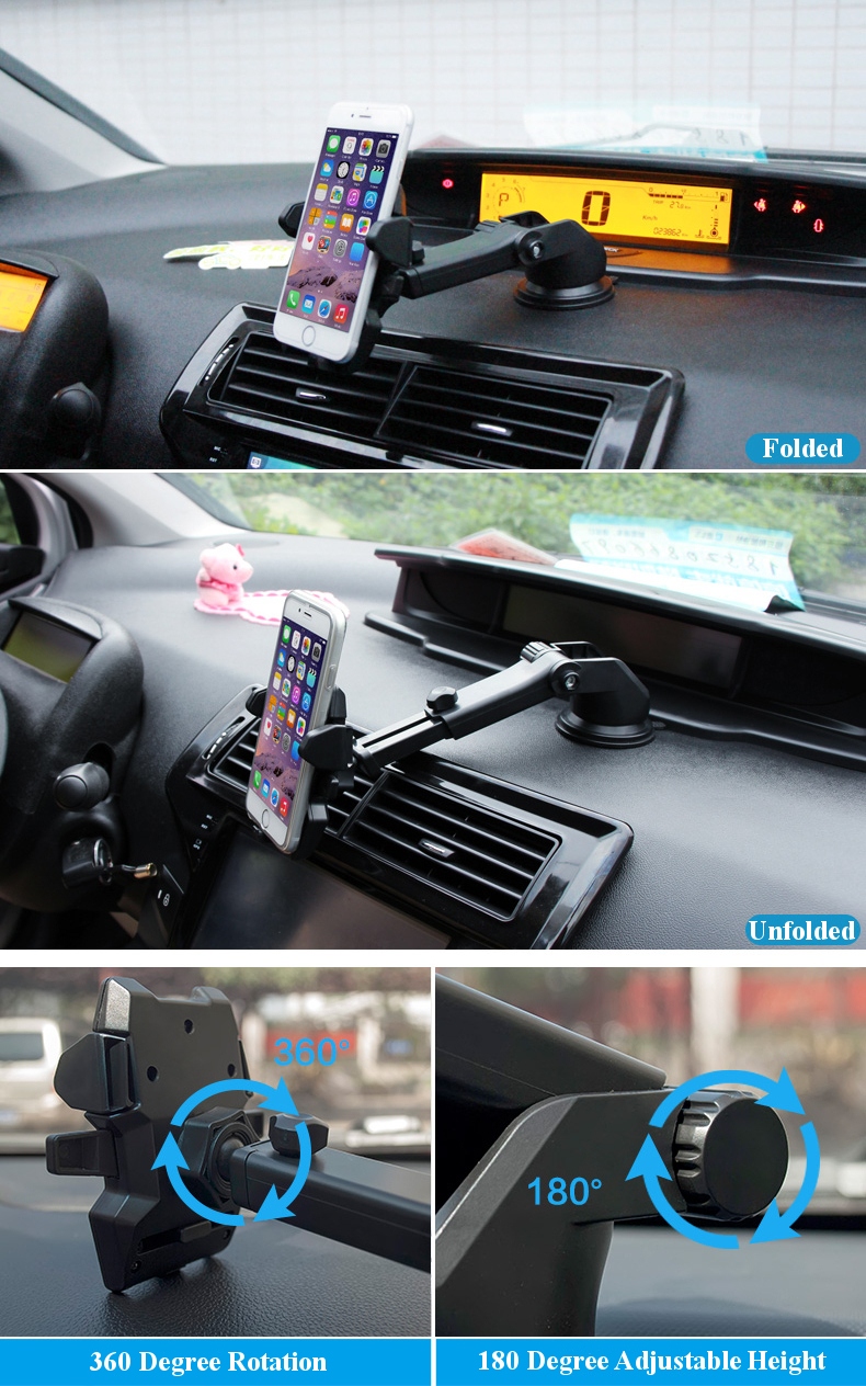 Multifunctional Car Air Vent Front Glass Instrument Desk Sucker Phone Holder for Phone 3-6.5 inches