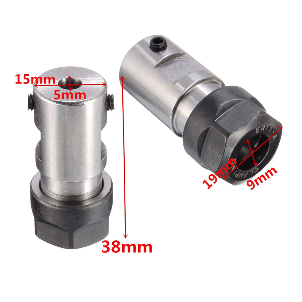 15pcs ER11 1-7mm Spring Chuck Collet with ER11A 5mm Extension Rod Holder for CNC Milling Lathe Tool