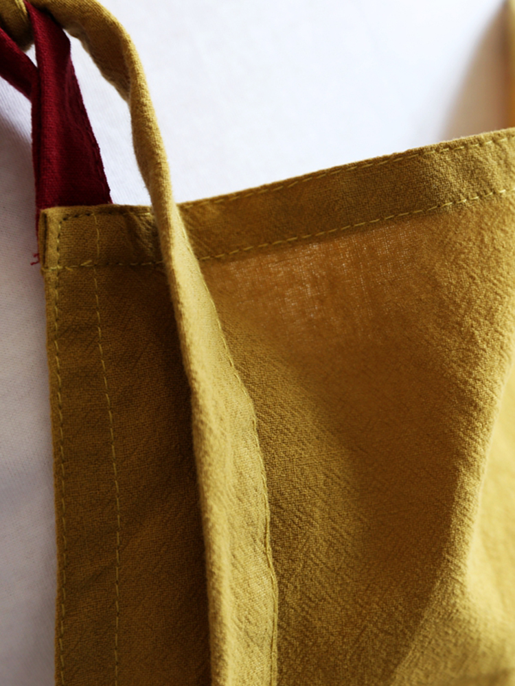 Japanese Brief Solid Color Linen Cotton Vintage Pinafore Dress
