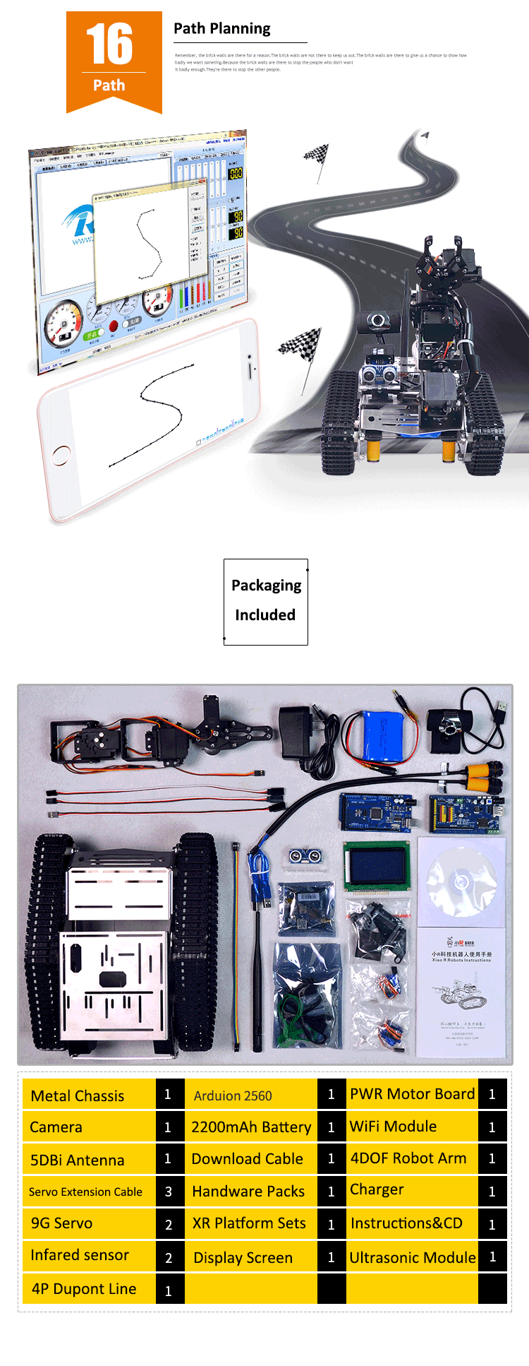 Xiao R DIY WiFi Video Control Smart Robot Tank Car with Display Screen for Arduino 2560 Xiao R DIY WiFi Video Control Smart Robot Tank Car with Display Screen for Arduino 2560