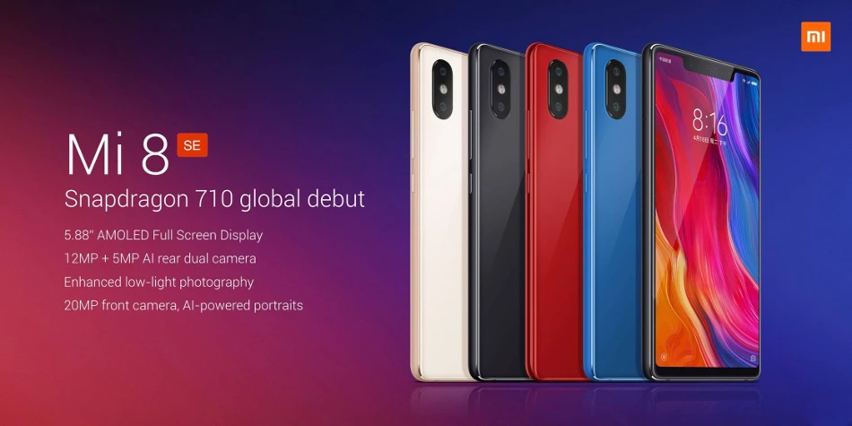 Xiaomi Mi8 SE 5.88 inch 4GB RAM 64GB ROM Snapdragon 710 Octa core 4G Smartphone