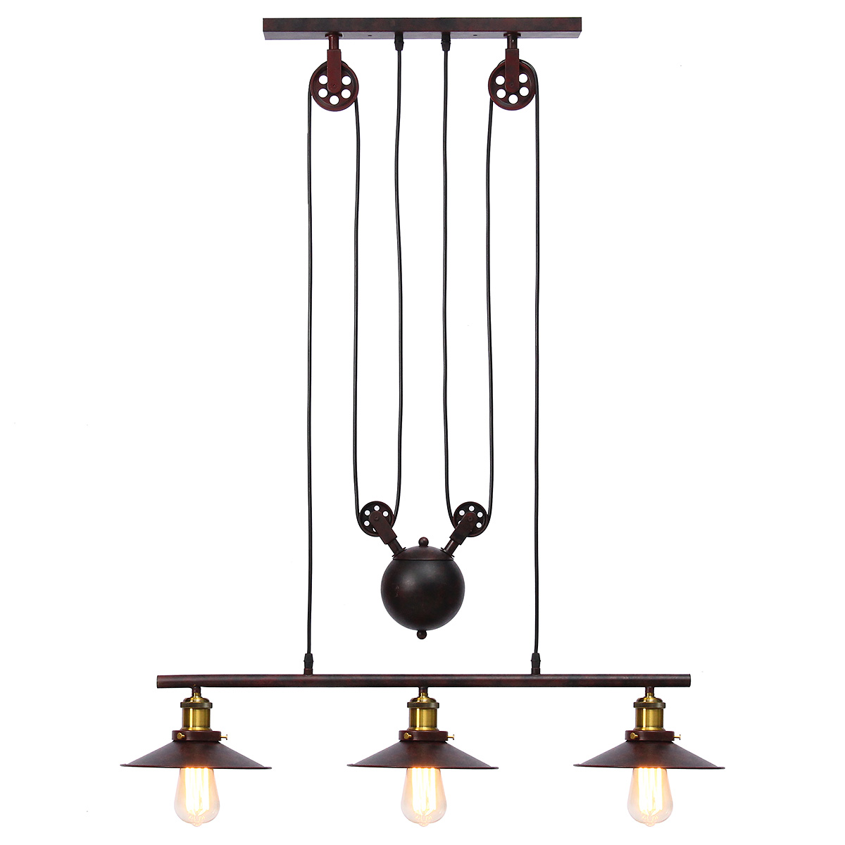Industrie Vintage Hängende Einziehbare Riemenscheibe Pendelleuchte Deckenleuchte Halter Kronleuchter Lampe Leuchte Fit Für E27 Lampe Ac100 240v Rost