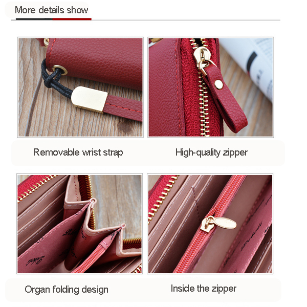 Women long section zipper multifunction card with high capacity