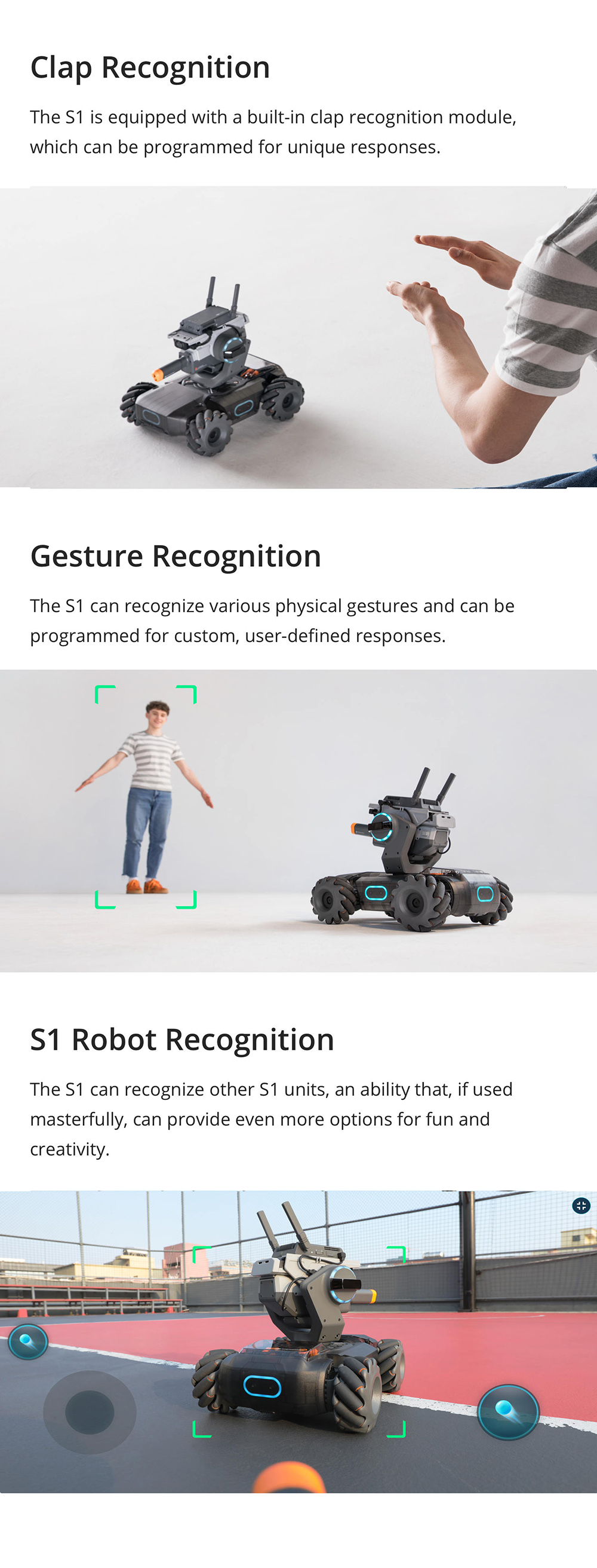 DJI Robomaster S1 STEAM DIY 4WD Brushless HD FPV APP ควบคุมหุ่นยนต์อัจฉริยะศึกษาด้วย AI สนับสนุน Modules Scratch 3.0 หลามโปรแกรม