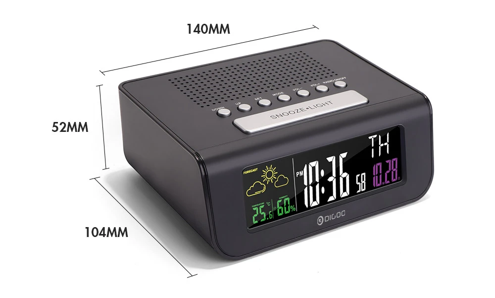 Digoo DG-FR100 SmartSet Réveil Numérique sans Fil Prévisions Météo Sommeil avec Radio FM Horloge