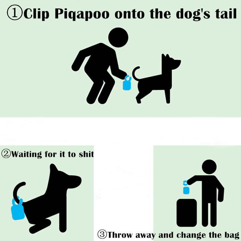 Dog Poop Soft Silicone Tail Holder Hands Free Pet Faeces Container with 20 Pieces Bags Size M/ L