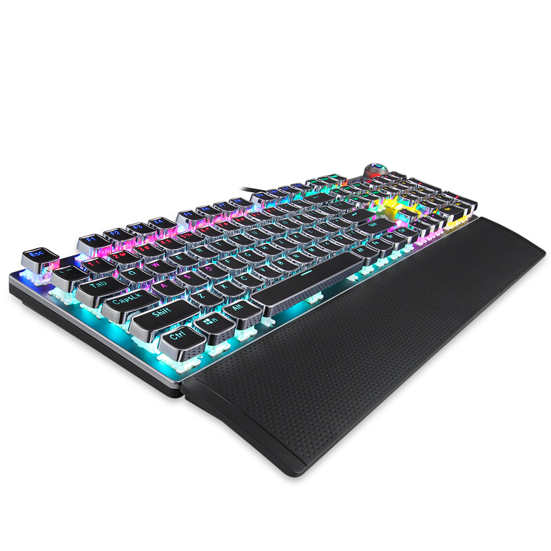AULA F2088 Punk Keycap Clavier de jeu mécanique à commutateur bleu / brun avec bouton rétro-éclairé / volume