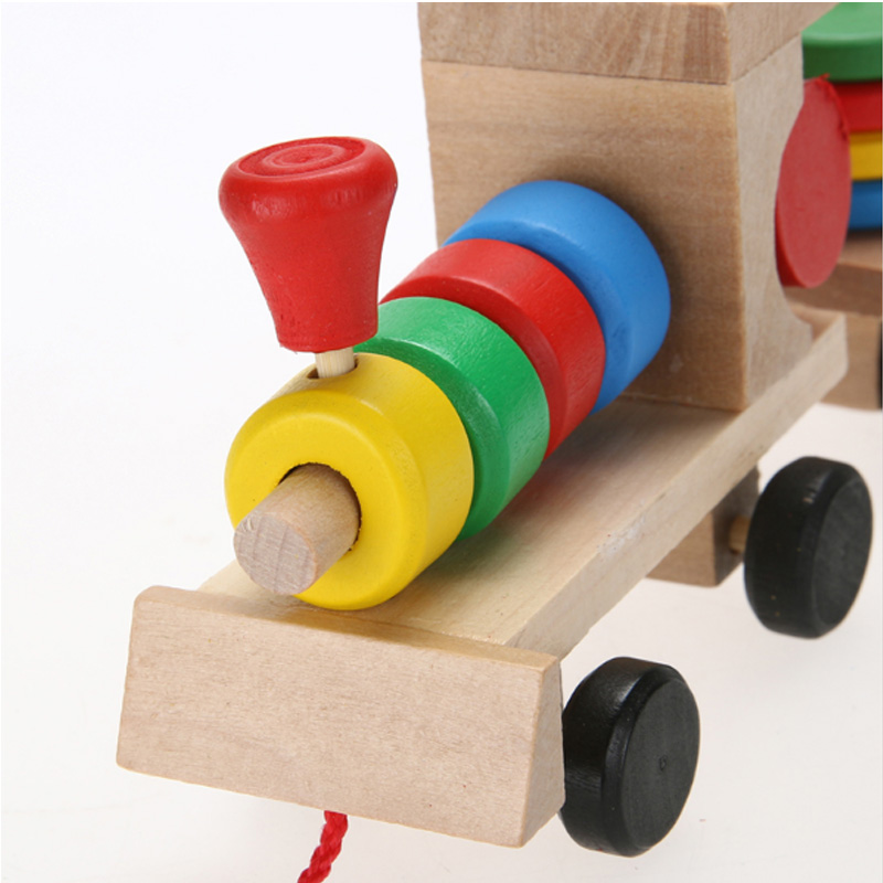 1 Pièce En Bois Jouets Véhicule Puzzles Train Éducatifs Enfants Bébé En Bois En Bois Massif Empilage Train Enfant Puzzle pour Enfants