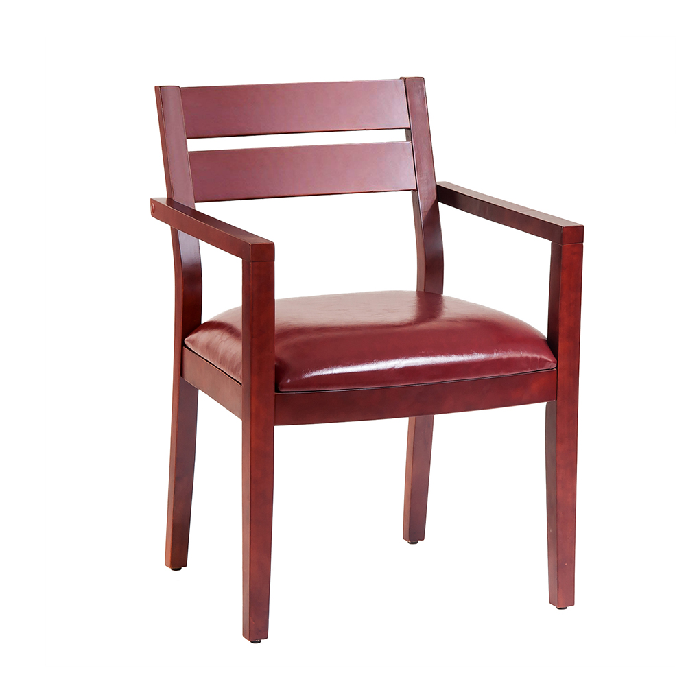 Leather Seat Wood Guest Folding Chair With Arms Reception Chairs