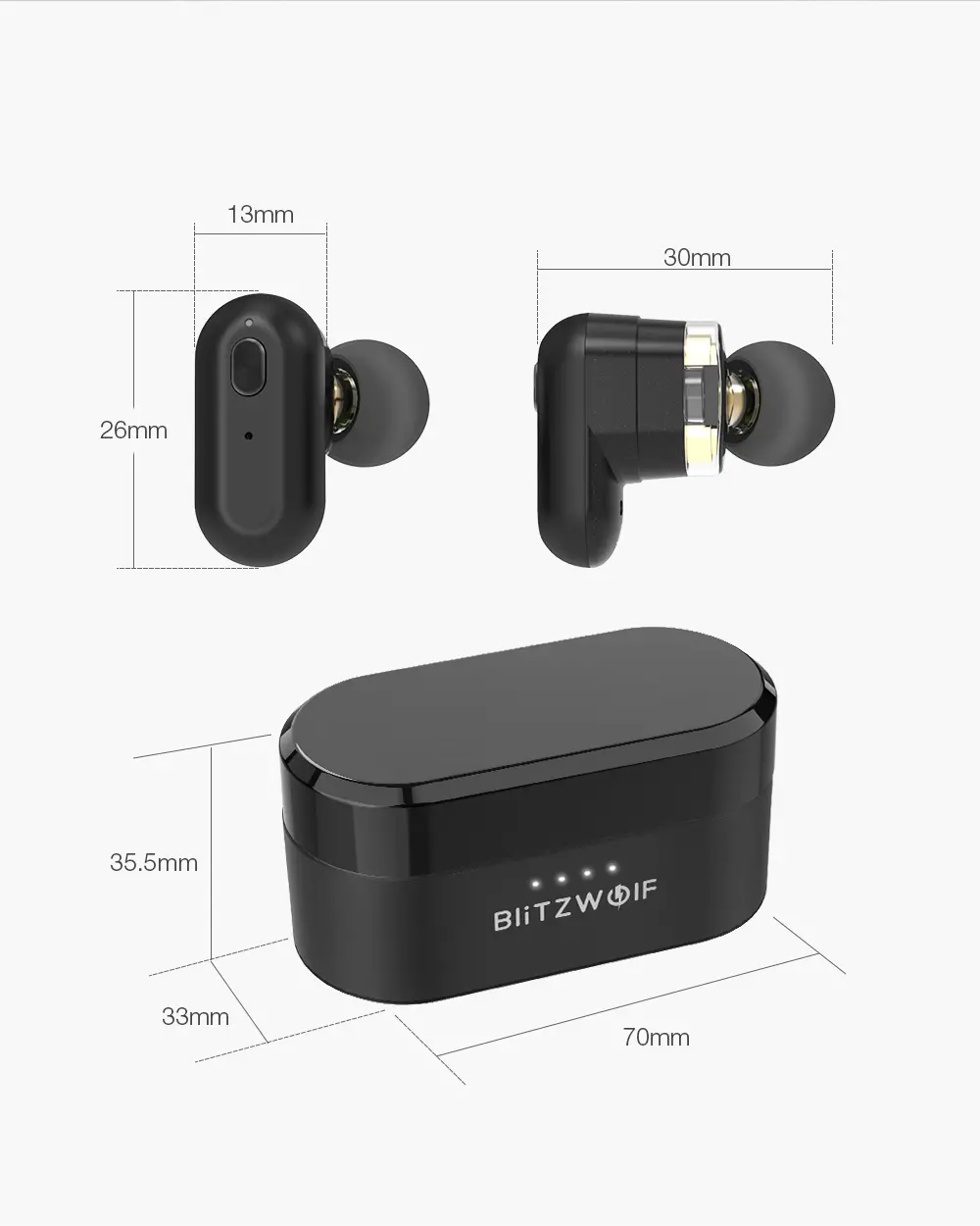 blitzwolf bw fye7 tws bluetooth 5 0 earphone heavy bass stereo bilateral calls headphone with charging box