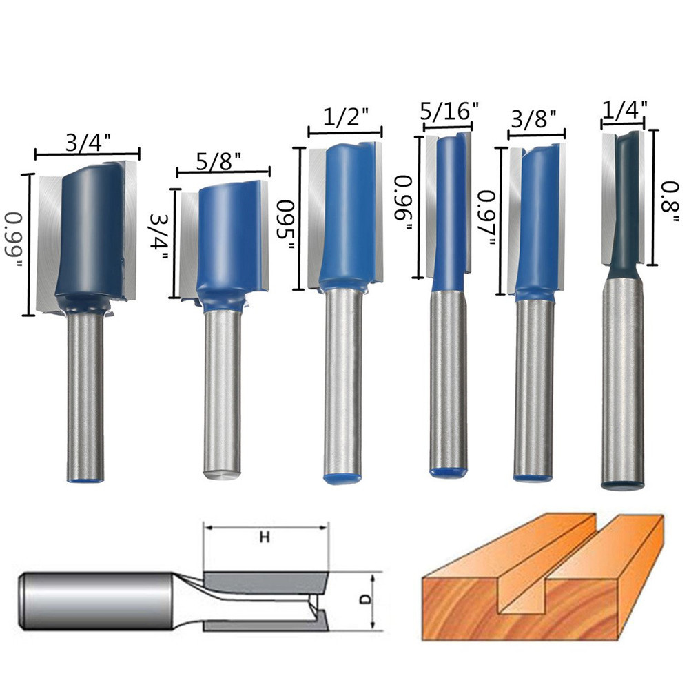 6pcs 1/4 Inch Shank Router Bit Set Woodworking Cutter