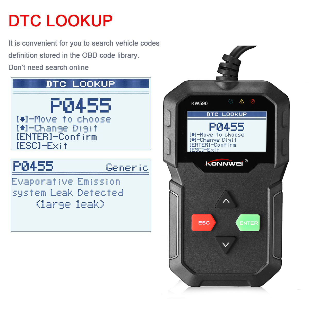 KW590 OBDII EOBD Auto Car Engine Scanner Code Reader Diagnostic Scan