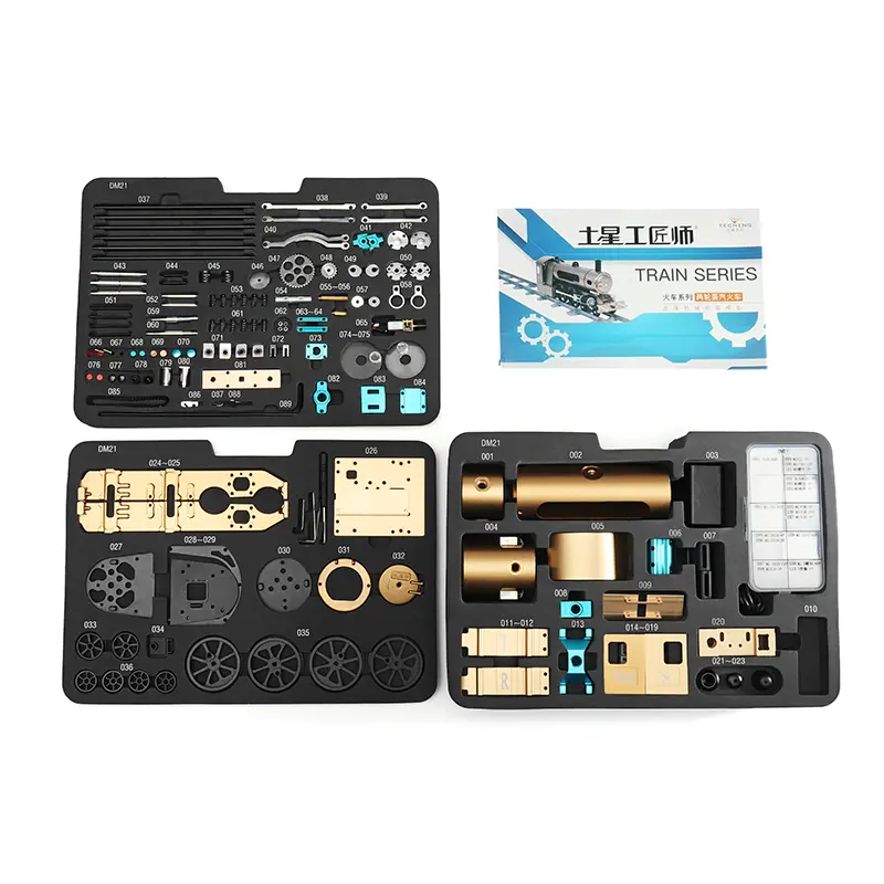 Teching Engine Steam Train Model With Pathway Full Aluminum Alloy Model Gift Collection STEM Toys