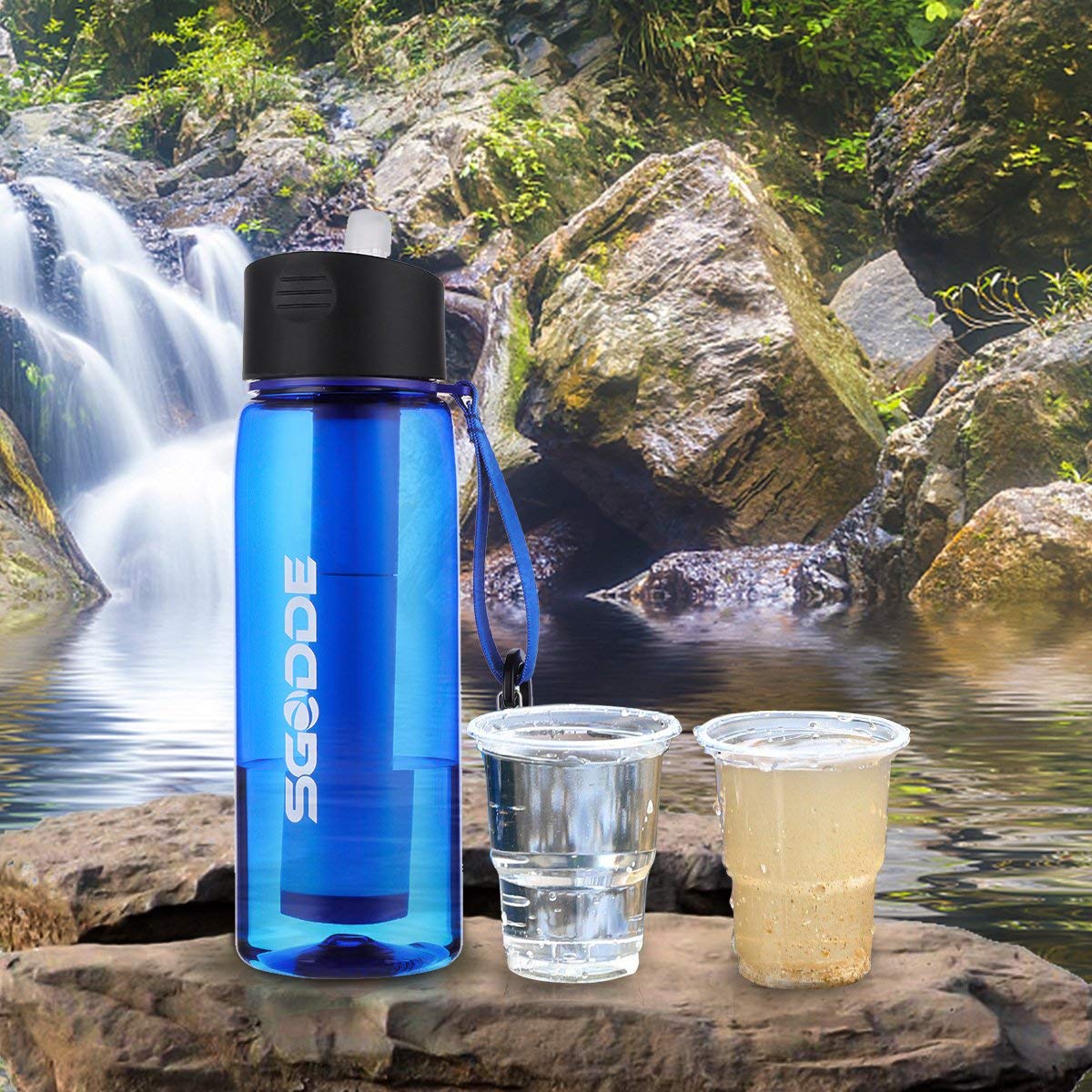 Sgodde Bouteille Deau De Sport De 222 Oz Sans Bpa Avec Filtre De Voyage Extérieur Portatif