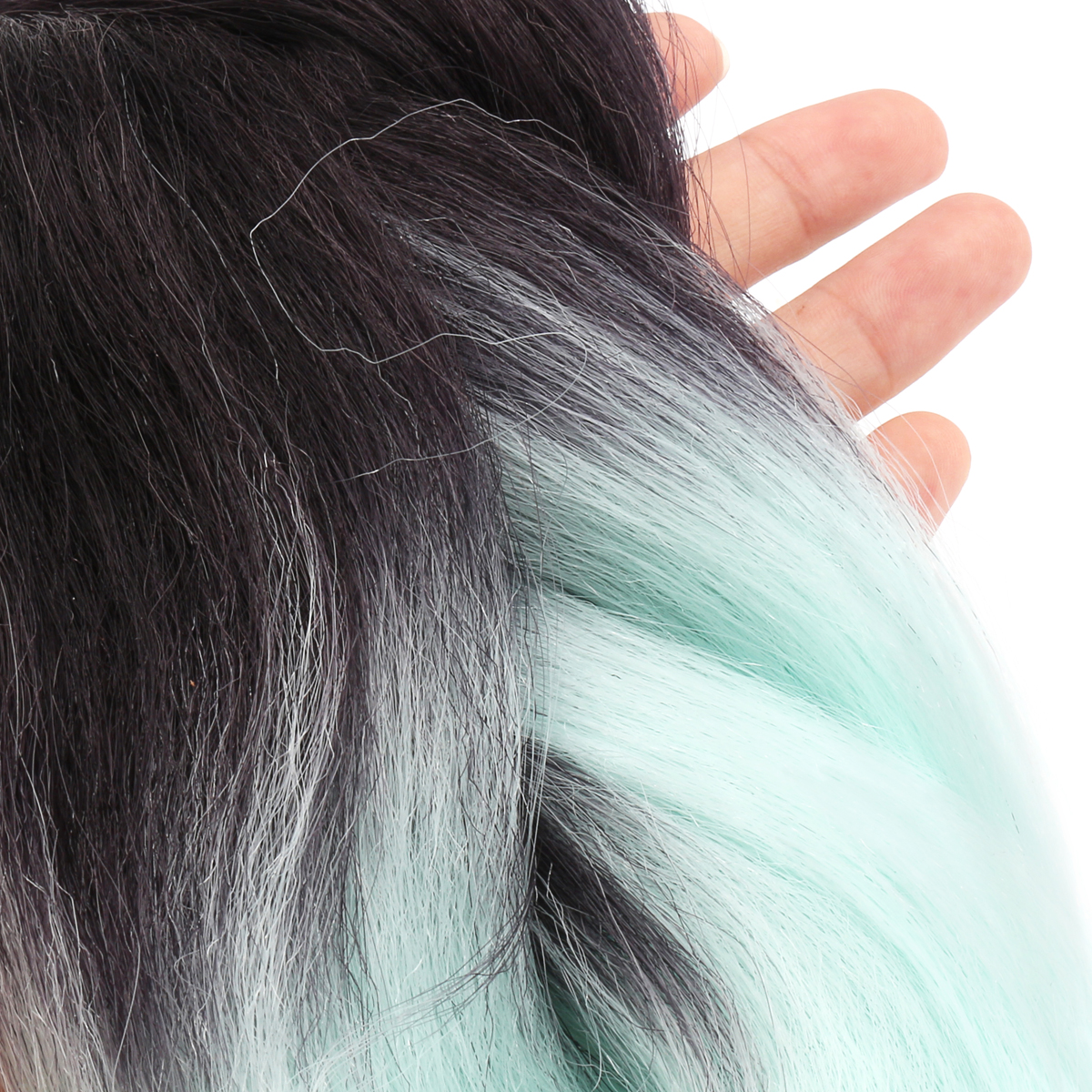 24 Black Mint Green Ombre Dip Dye Kanekalon Trança Cabelo Extensões