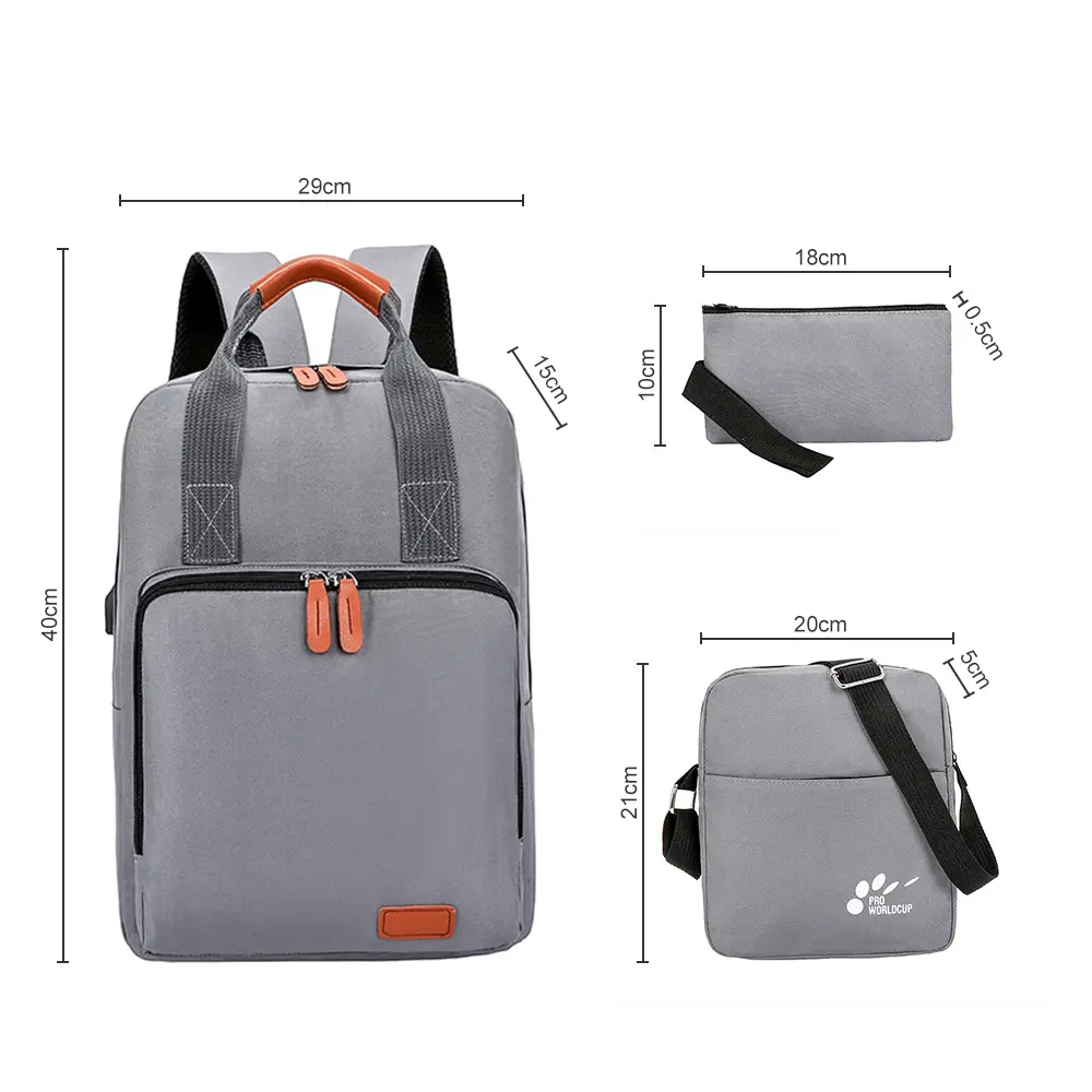 Xmund XD-DY13 3 قطع 18l حقيبة 15.6 بوصة محمول حقيبة USB شحن مكافحة سرقة الصليب الجسم حقائب التخييم حقيبة سفر حقيبة القلم
