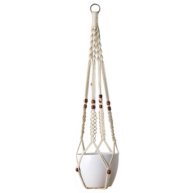 Macrame bloempot plantenbak houder mand hangende touw met kralen voor