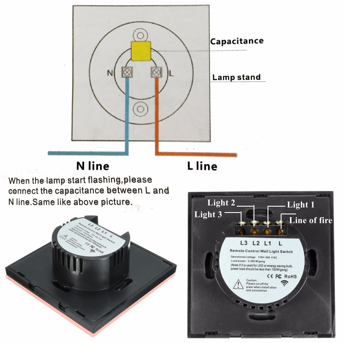 1 way touch switch схема подключения