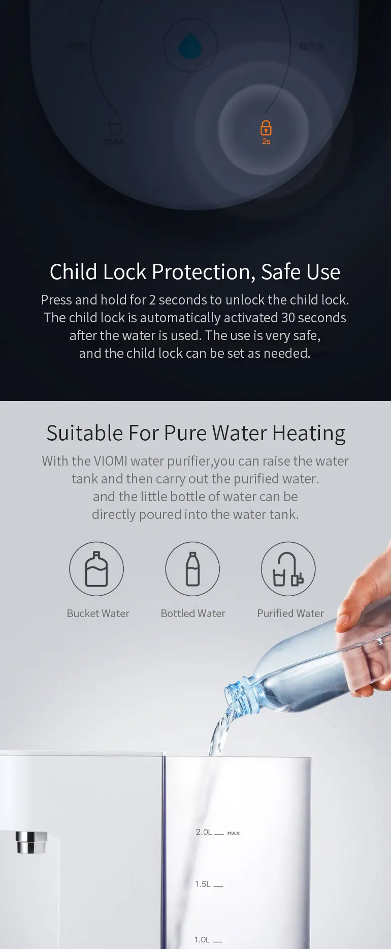 VIOMI MY-2 Fast Heating Water Kettle 2050W/2L Instant Heating Water Dispenser From Xiaomi Youpin