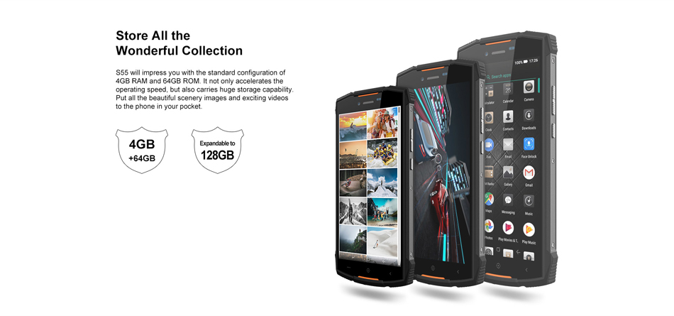 DOOGEE S55 5.5 inch IP68 Android 8.0 4GB RAM 64GB ROM MTK6750T Octa Core 4G Smartphone