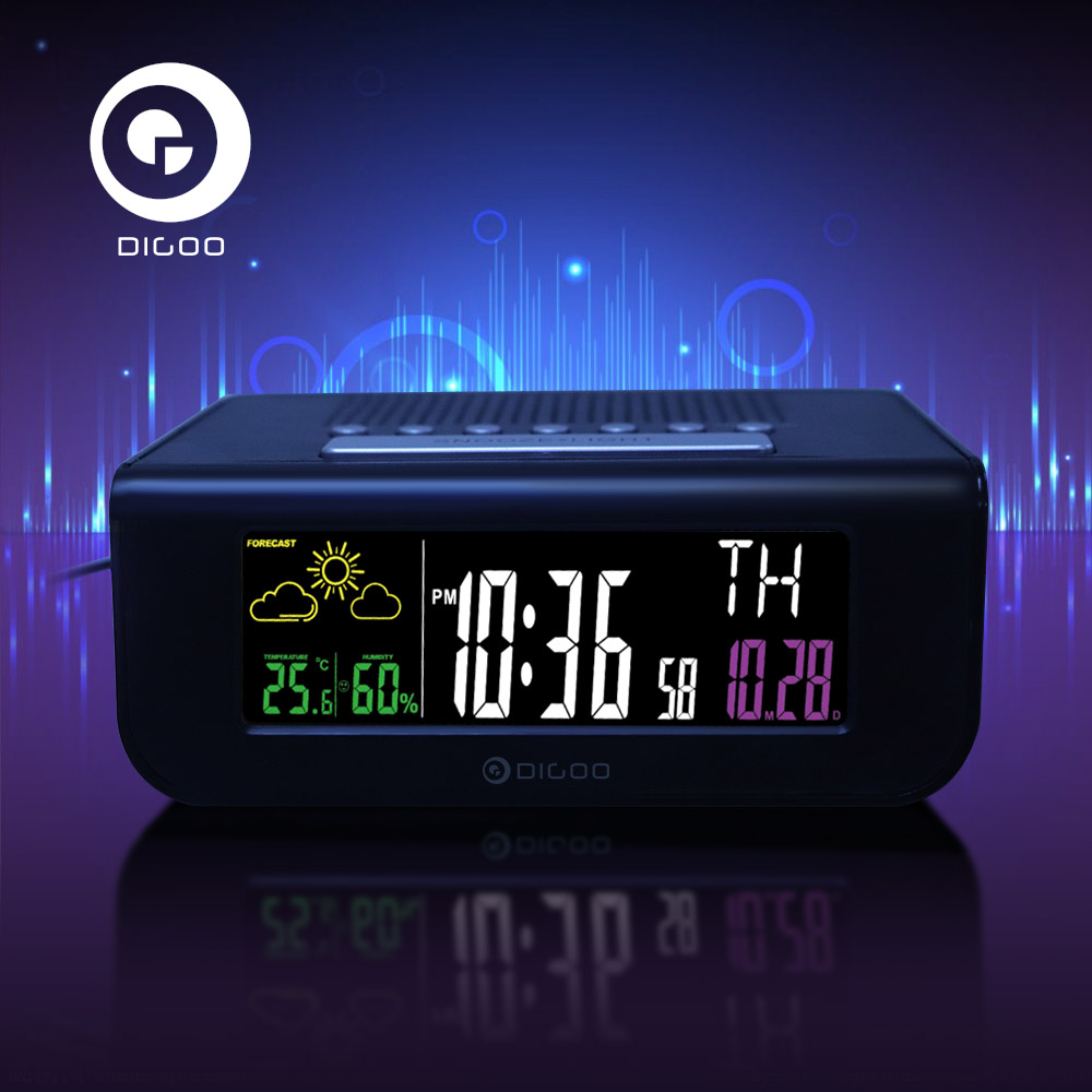 Digoo DG-FR100 SmartSet Réveil Numérique sans Fil Prévisions Météo Sommeil avec Radio FM Horloge