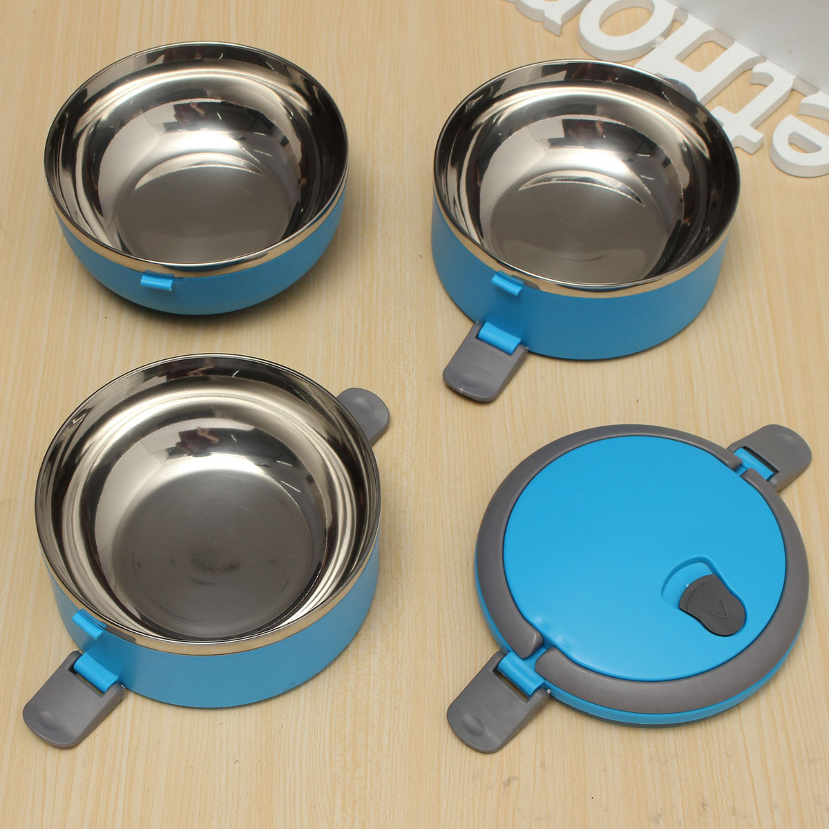 3 Layers Stainless Steel Portable Insulation Thermal Lunch Box Food Container Handle 3 Layers Stainless Steel Portable Insulation Thermal Lunch Box Food Container Handle