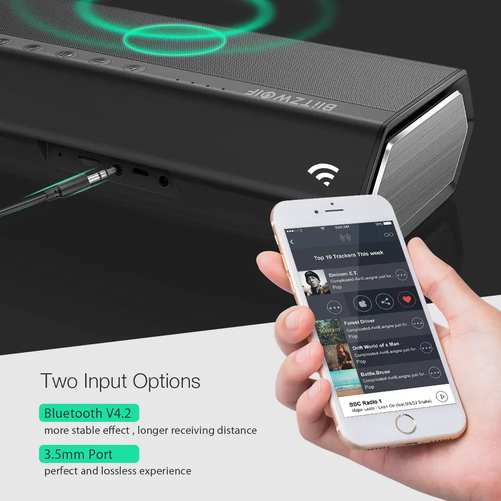 BlitzWolf® BW-AS2 40W 5200mAh Çift Sürücü Kablosuz bluetooth Hoparlör 30W Yukarı Bas Güçlendirilmiş Eller-Serbest Aux Girişi Hoparlör BlitzWolf® BW-AS2 40W 5200mAh Çift Sürücü Kablosuz bluetooth Hoparlör 30W Yukarı Bas Güçlendirilmiş Eller-Serbest Aux Girişi Hoparlör