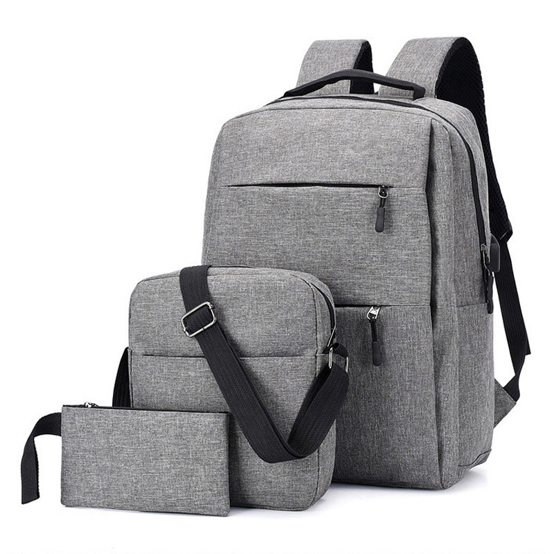3 pieces bag 20.8l range 15.6-inch USB charging laptop bag against waterproof shoulder bag pen bag for camping travel