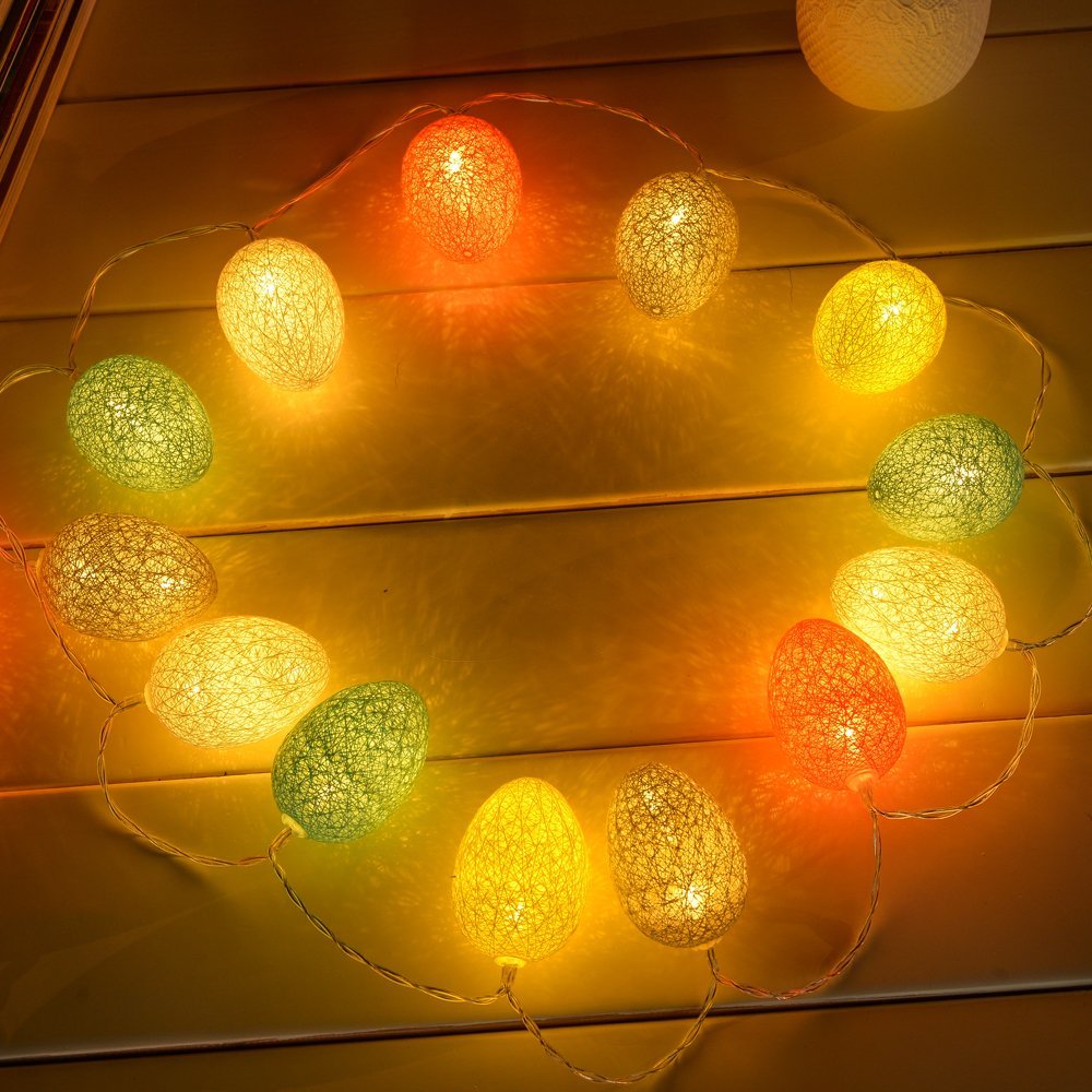 Kcasa 1 8m 10 Led Cotton Ostern Ei String Lights Led Fairy Lights Fur Festival Weihnachten Halloween Party Hochzeit Dekoration Batterie Powerd