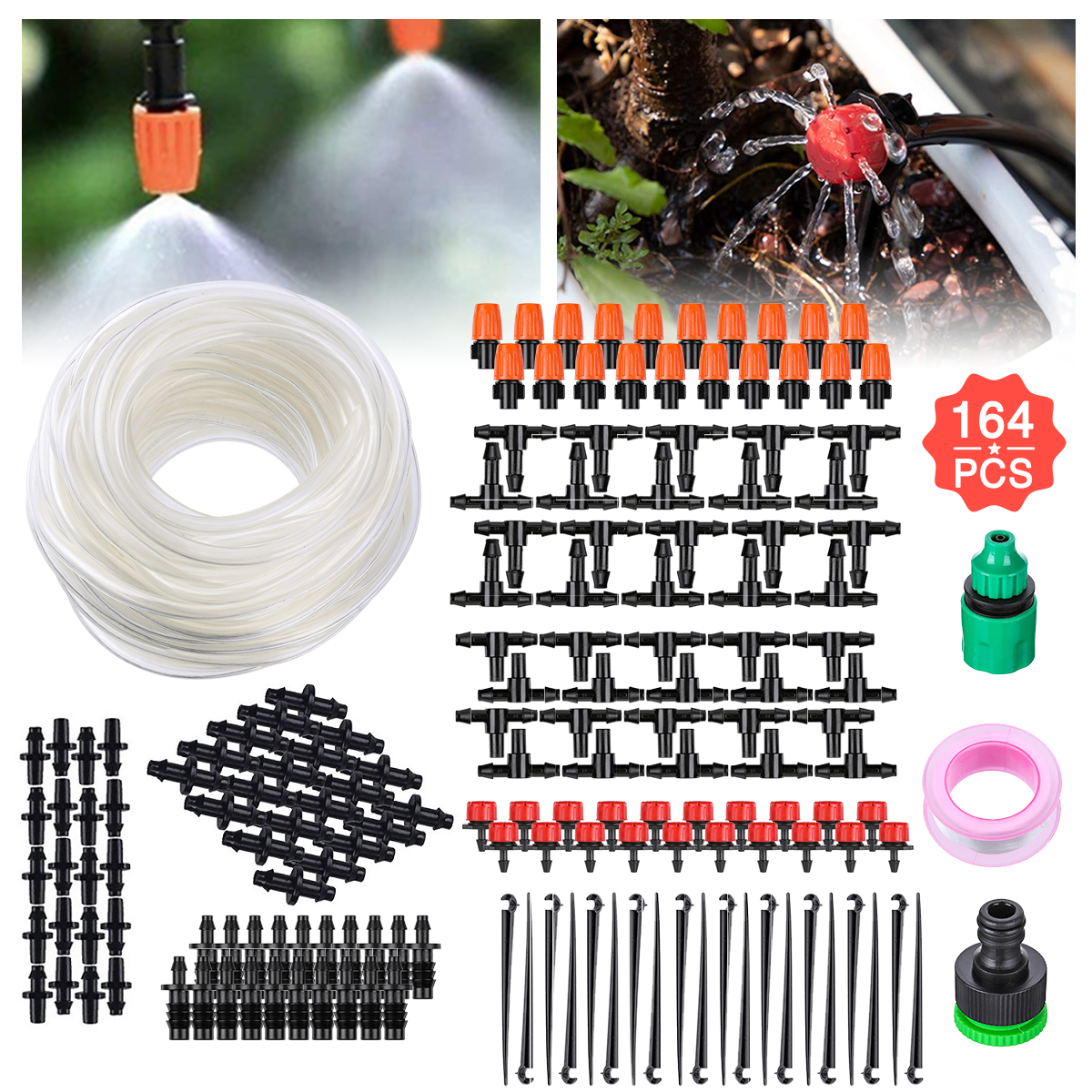 164pcs Drip Irrigation System Micro Drip Irrigation Kit Diy Patio