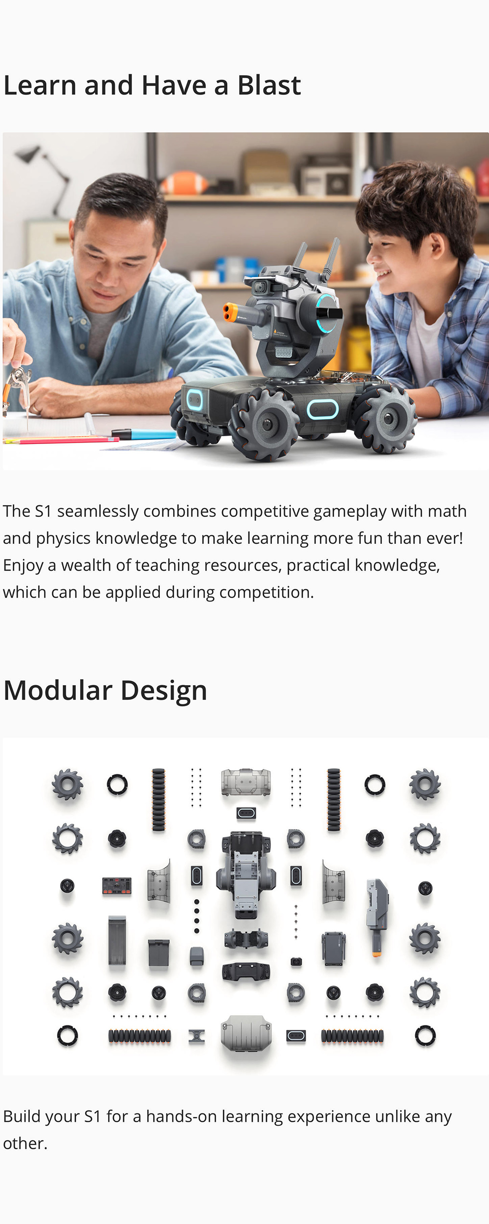 DJI Robomaster S1 STEAM DIY 4WD Brushless HD FPV APP ควบคุมหุ่นยนต์อัจฉริยะศึกษาด้วย AI สนับสนุน Modules Scratch 3.0 หลามโปรแกรม
