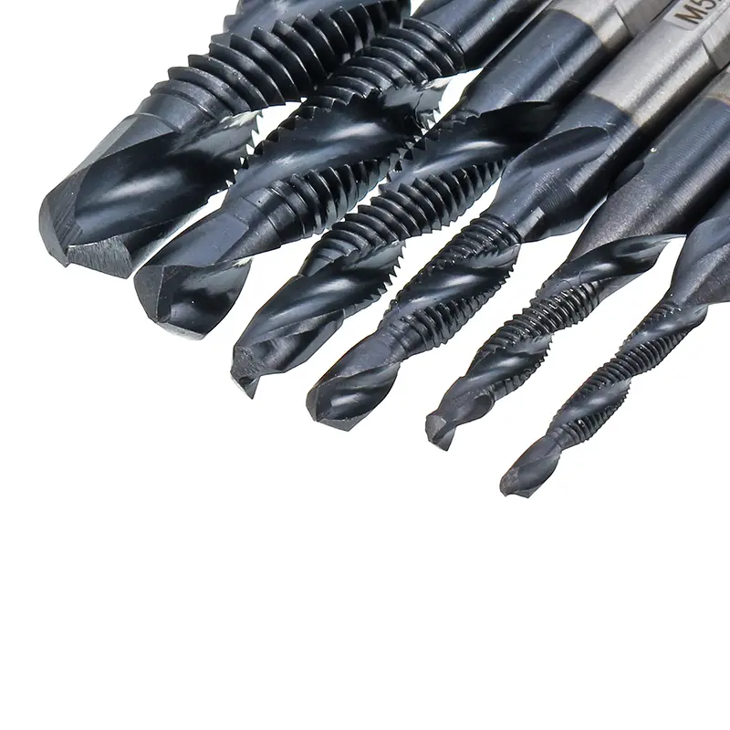 Drillpro HRC89 M3-M10 Combination Drill Tap Bit Set TiAlN Coated Deburr Countersink Bits