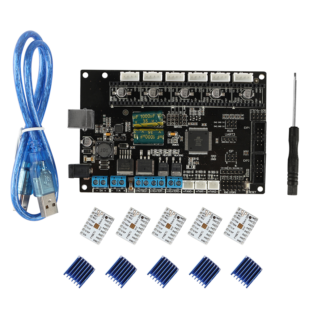 FYSETC Upgrade 3D Printer Controllers TMC2209 Ultra-silent Stepstick Stepper Mute Driver Module 256 Microsteps Current 2.8A Peak with Heatsink for Reprap Ramps1.4 MKS Gen Motherboard Parts White 5Pcs